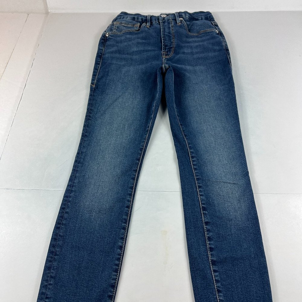Good American Jeans Womens 2 Good Waist High Rise Skinny Crop Blue Stretch Denim